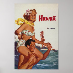 Póster Afiche de Viaje de Hawái