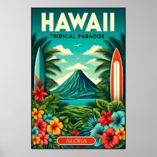 Póster Afiche de Viaje de Hawái