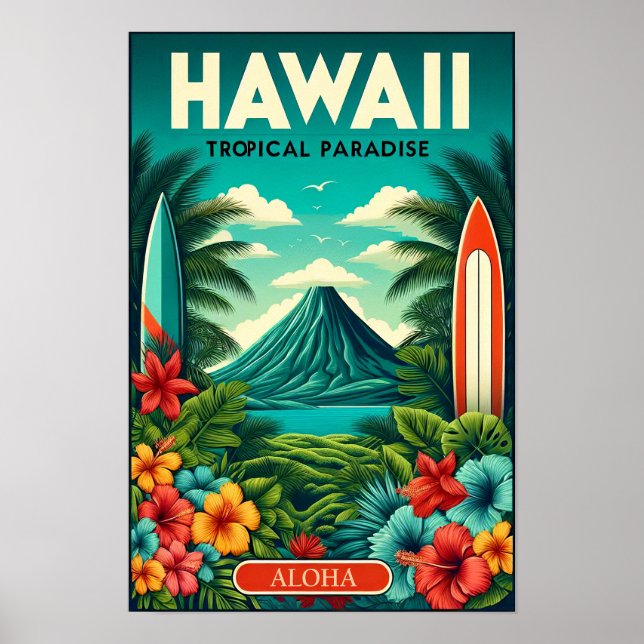 Póster Afiche de Viaje de Hawái (Frente)
