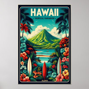 Póster Afiche de Viaje de Hawái