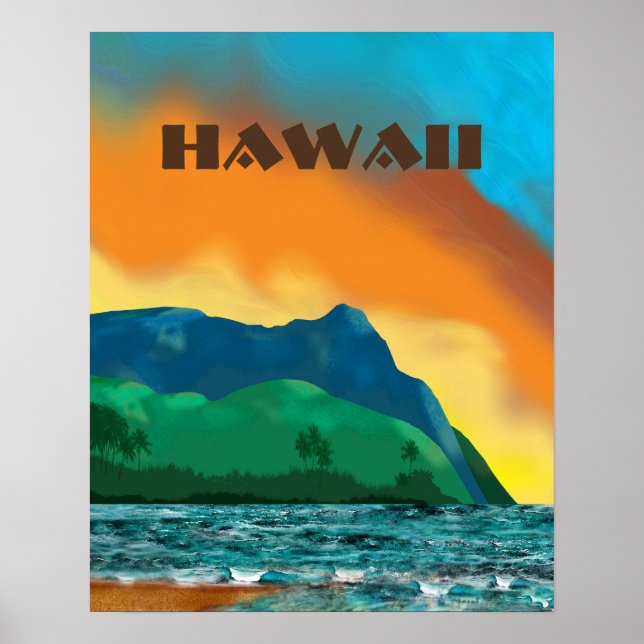 Póster Afiche de Viaje de Hawái (Frente)