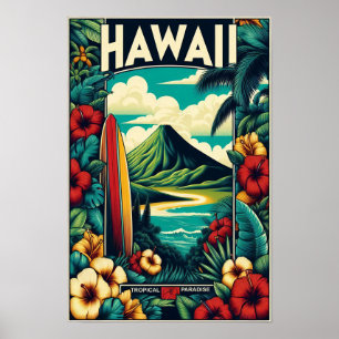 Póster Afiche de Viaje de Hawái