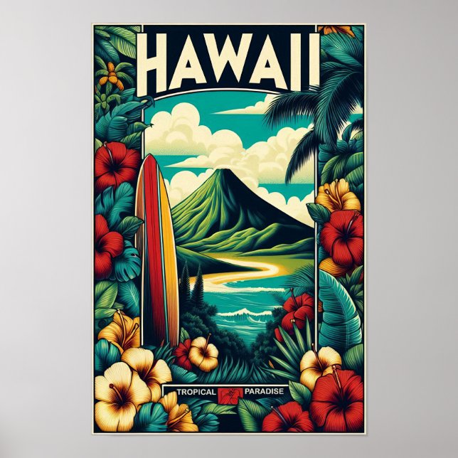 Póster Afiche de Viaje de Hawái (Frente)