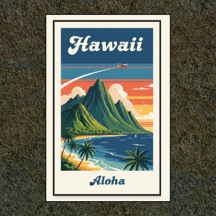 Póster Afiche de viaje de Hawái de los años 60