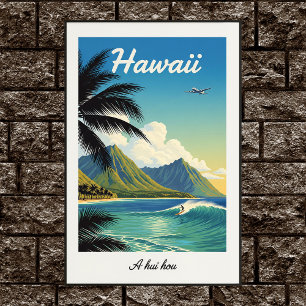 Póster Afiche de viaje de Hawái de los años 60