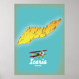 Póster Afiche de viaje de Icasia Grecia.