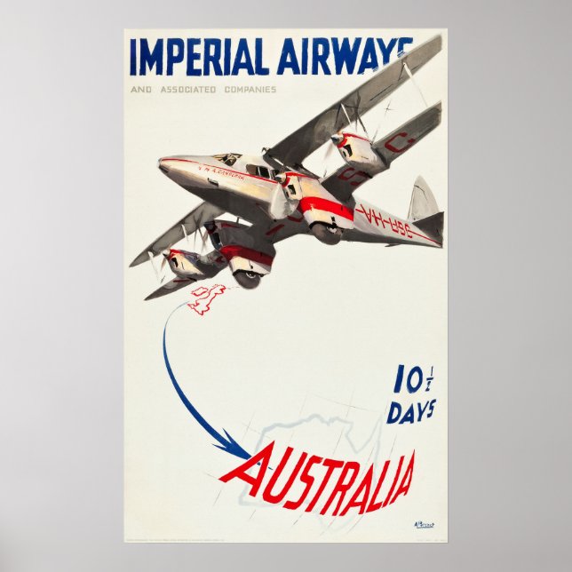 Póster Afiche de viaje de Imperial Airways (Frente)