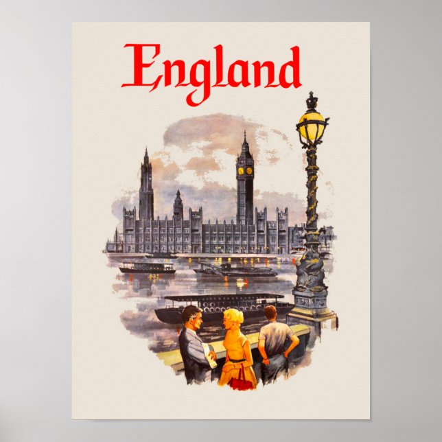 Póster Afiche de viaje de Inglaterra (Frente)