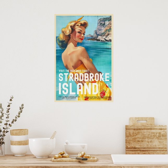 Póster Afiche de viaje de isla de Stradbreak de estilo vi (Cocina)