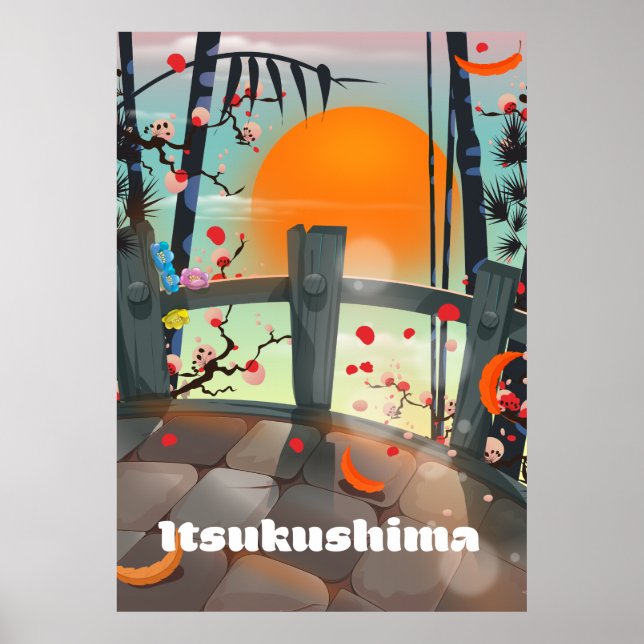 Póster Afiche de viaje de Itsukushima Japón (Frente)