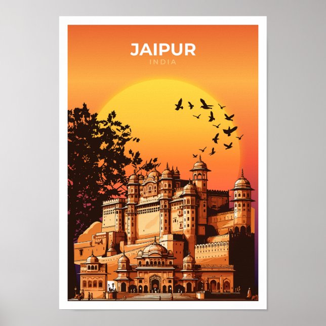 Póster Afiche de viaje de Jaipur India (Frente)