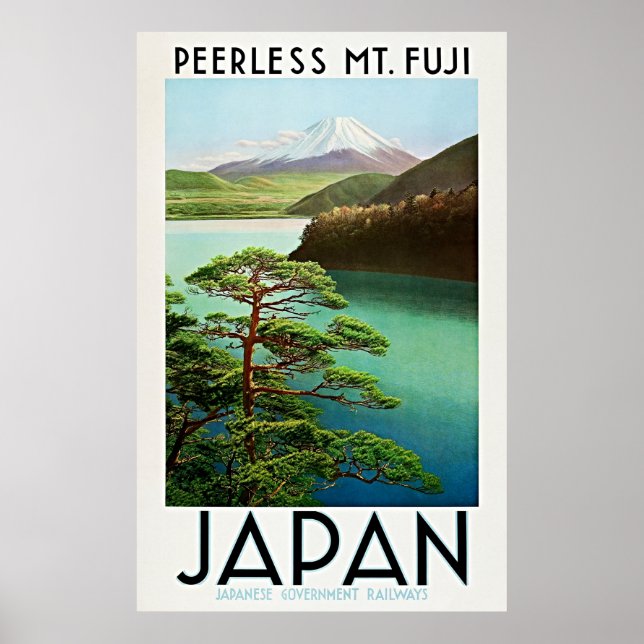 Póster Afiche de viaje de Japón de Peerless Mt. Fuji 1930 (Frente)