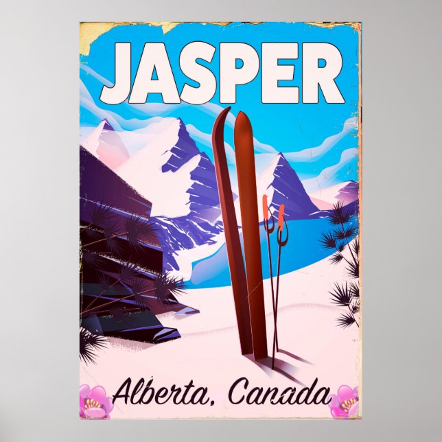 Póster Afiche de viaje de Jasper Alberta Canada (Frente)