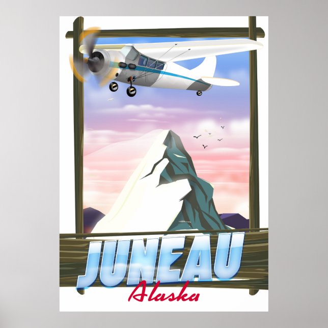 Póster Afiche de viaje de Juneau Alaska (Frente)