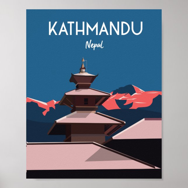 Póster Afiche de viaje de Katmandú en Nepal (Frente)