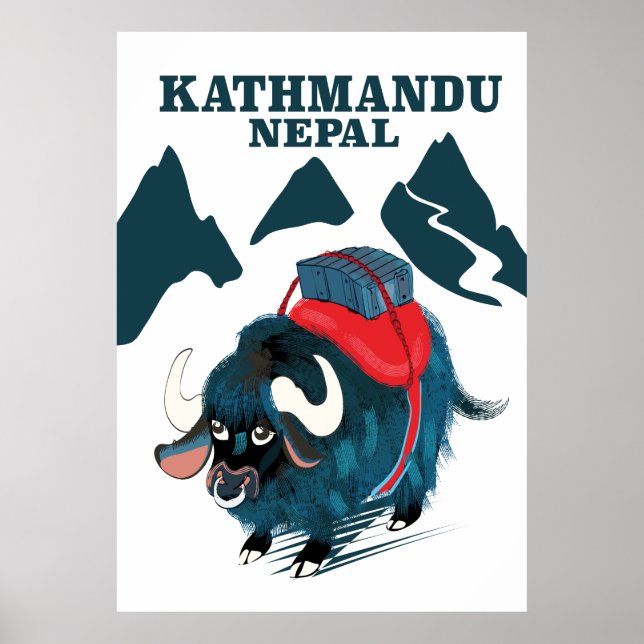Póster Afiche de viaje de Katmandú en Nepal (Frente)
