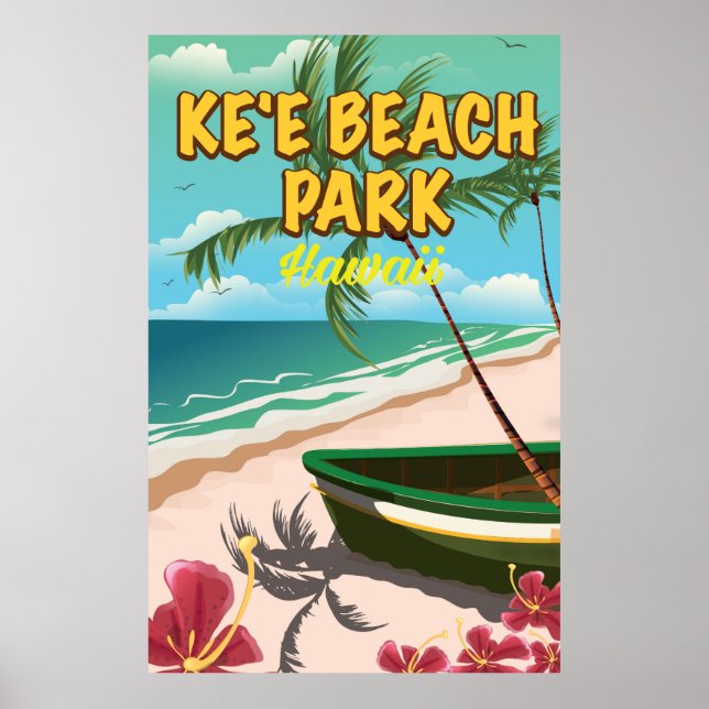 Póster afiche de viaje de ke'e beach park Hawaii (Frente)
