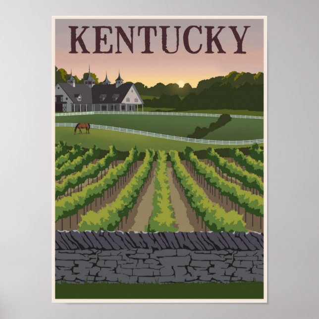 Póster Afiche de viaje de Kentucky (Frente)