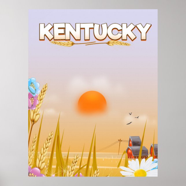 Póster Afiche de viaje de Kentucky Cute Farm (Frente)