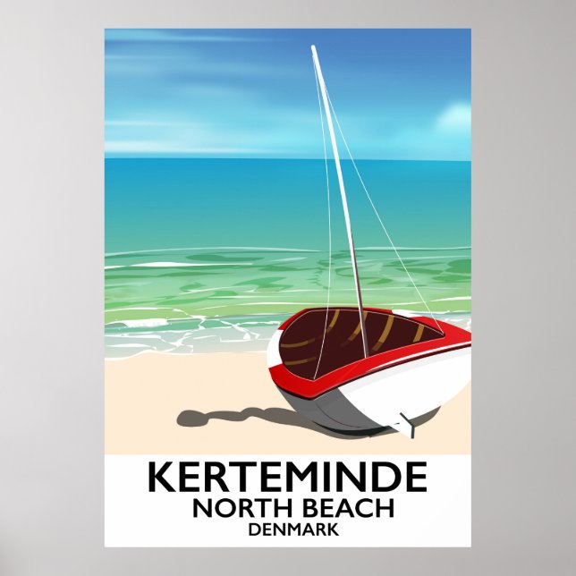 Póster Afiche de viaje de Kerteminde North Beach Dinamarc (Frente)
