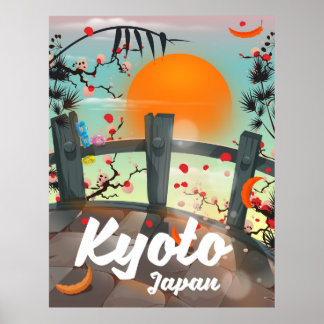 Póster Afiche de viaje de Kyoto Japón