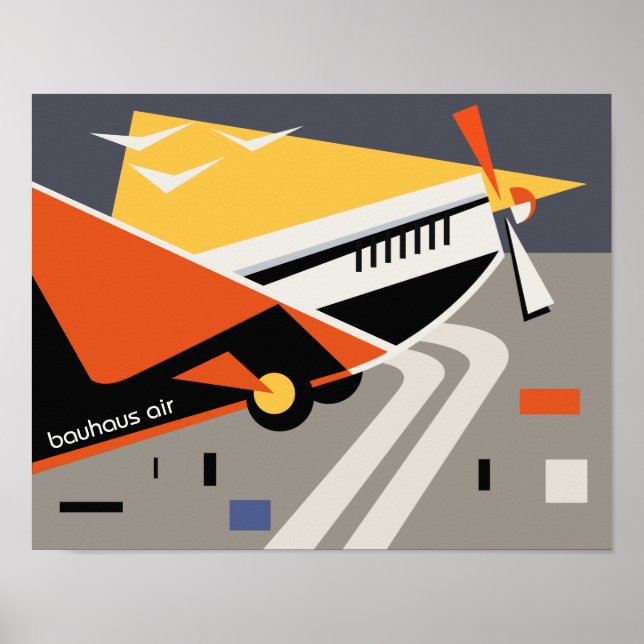 Póster afiche de viaje de la aerolínea de bauhaus (Frente)