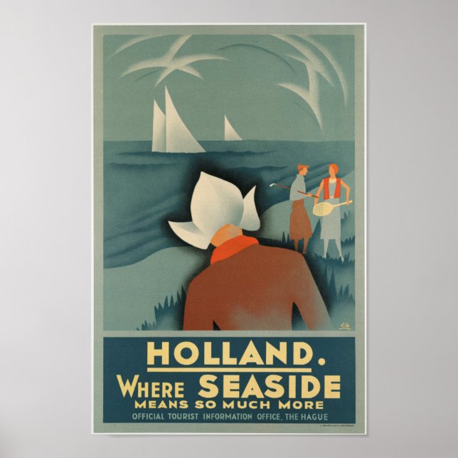 Póster Afiche de Viaje de la Antigua Holanda (Frente)