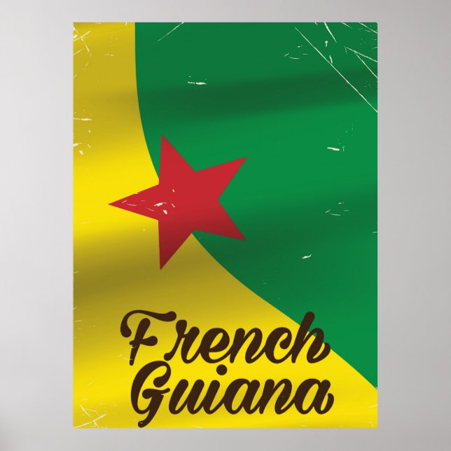 Póster Afiche de viaje de la bandera de Guyana Francesa (Frente)