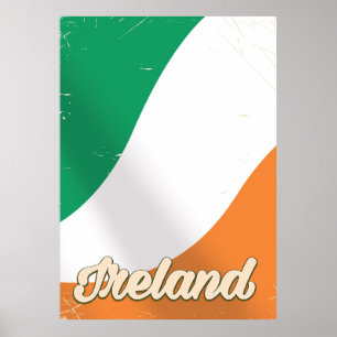 Póster Afiche de viaje de la bandera nacional de Irlanda