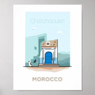 Póster Afiche de viaje de la ciudad de Chefchaouen - marr