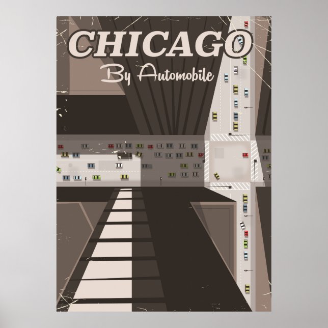 Póster Afiche de viaje de la ciudad de Chicago (Frente)