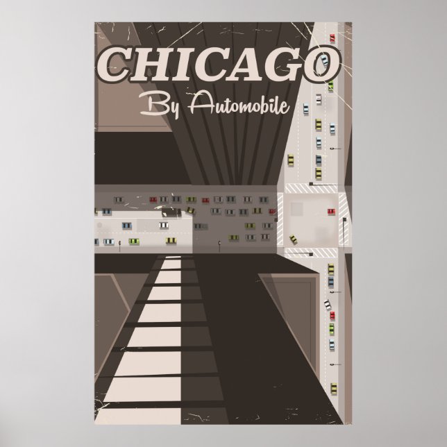 Póster Afiche de viaje de la ciudad de Chicago (Frente)