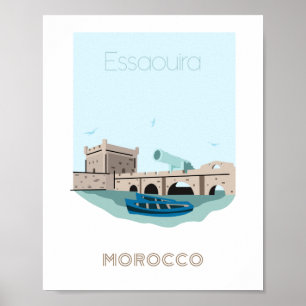 Póster Afiche de viaje de la ciudad de Essaouira - puesto
