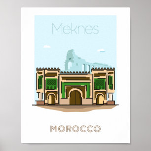 Póster Afiche de viaje de la ciudad de Meknes - afiche de