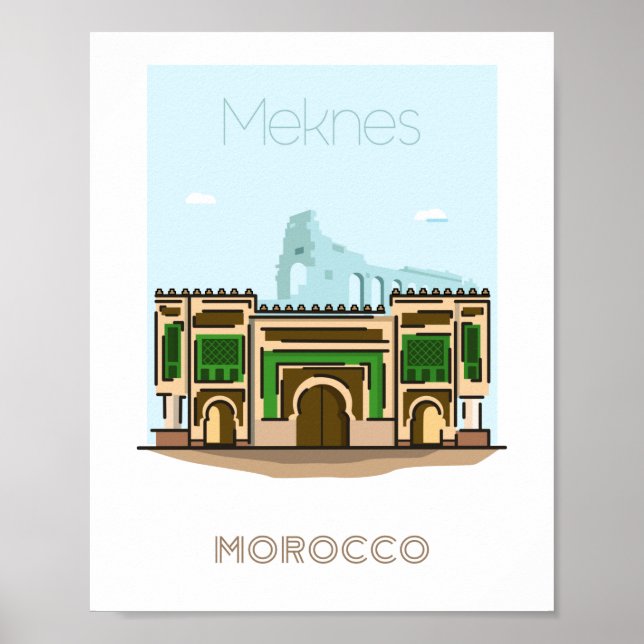 Póster Afiche de viaje de la ciudad de Meknes - afiche de (Frente)