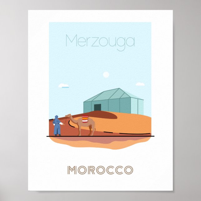 Póster Afiche de viaje de la ciudad de Merzouga - viaje d (Frente)