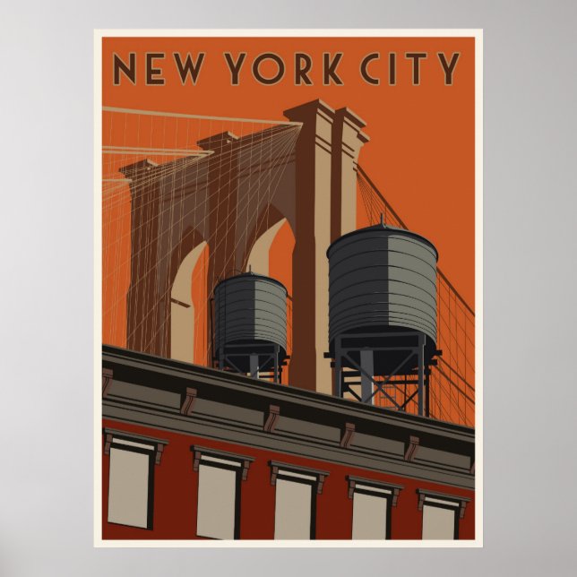Póster Afiche de viaje de la ciudad de Nueva York (Frente)