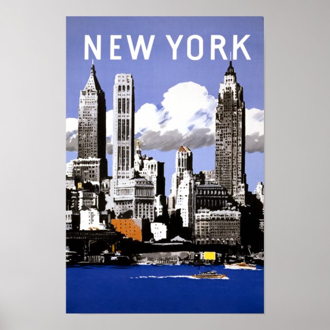 Póster Afiche de viaje de la ciudad de Nueva York (Frente)