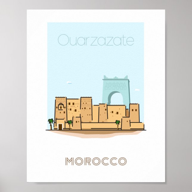 Póster Afiche de viaje de la ciudad de Ouarzazate - viaje (Frente)