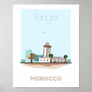 Póster Afiche de viaje de la ciudad del Tánger - afiche d