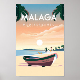 Póster Afiche de viaje de la ciudad españa de Málaga