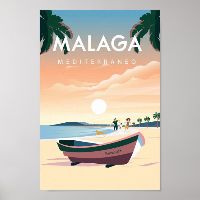 Póster Afiche de viaje de la ciudad españa de Málaga (Frente)