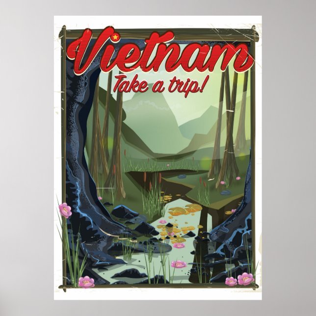 Póster Afiche de viaje de la Cueva de Vietnam (Frente)
