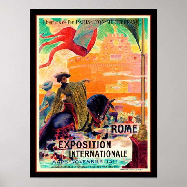 Póster Afiche de viaje de la Exposición de Roma de 1911 (Frente)