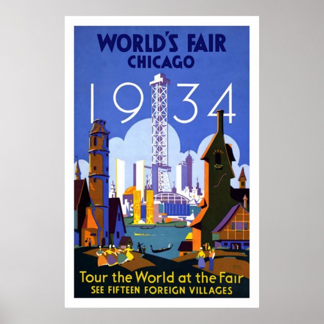Póster Afiche de viaje de la Feria Mundial de Chicago de  (Frente)