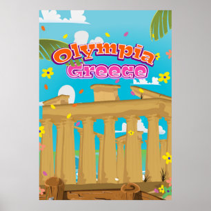 Póster Afiche de viaje de la Grecia olímpica.