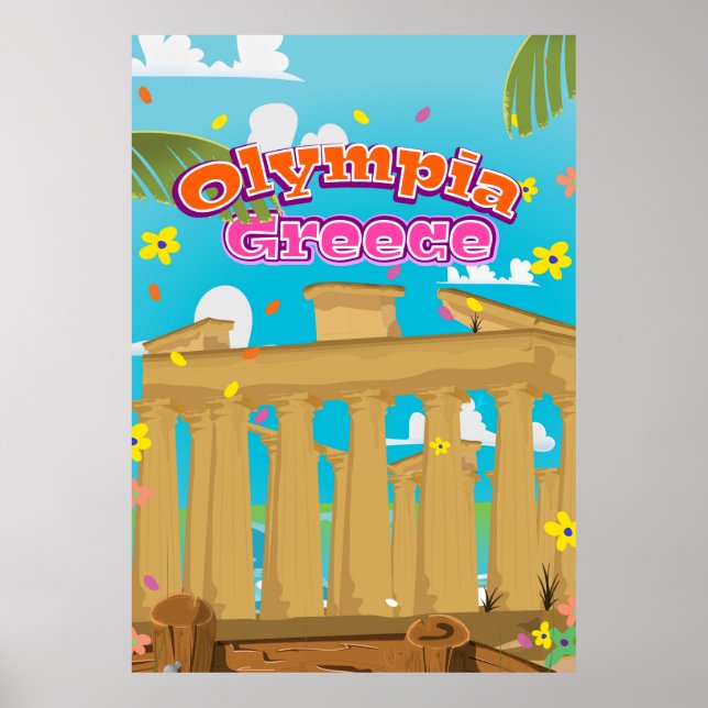 Póster Afiche de viaje de la Grecia olímpica. (Frente)