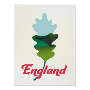 Póster Afiche de viaje de la hoja de roble de Inglaterra