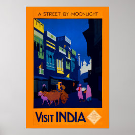 Póster Afiche de viaje de la India vintage en memoria dig