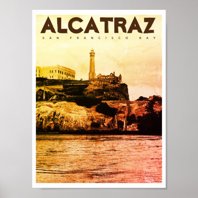 Póster Afiche de viaje de la isla de Alcatraz (Frente)